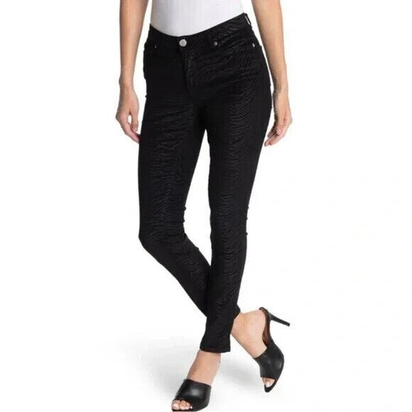 Ted Baker MWT Women's Black Dehbra Zebra Skinny Pants Size 27 - Picture 1 of 7